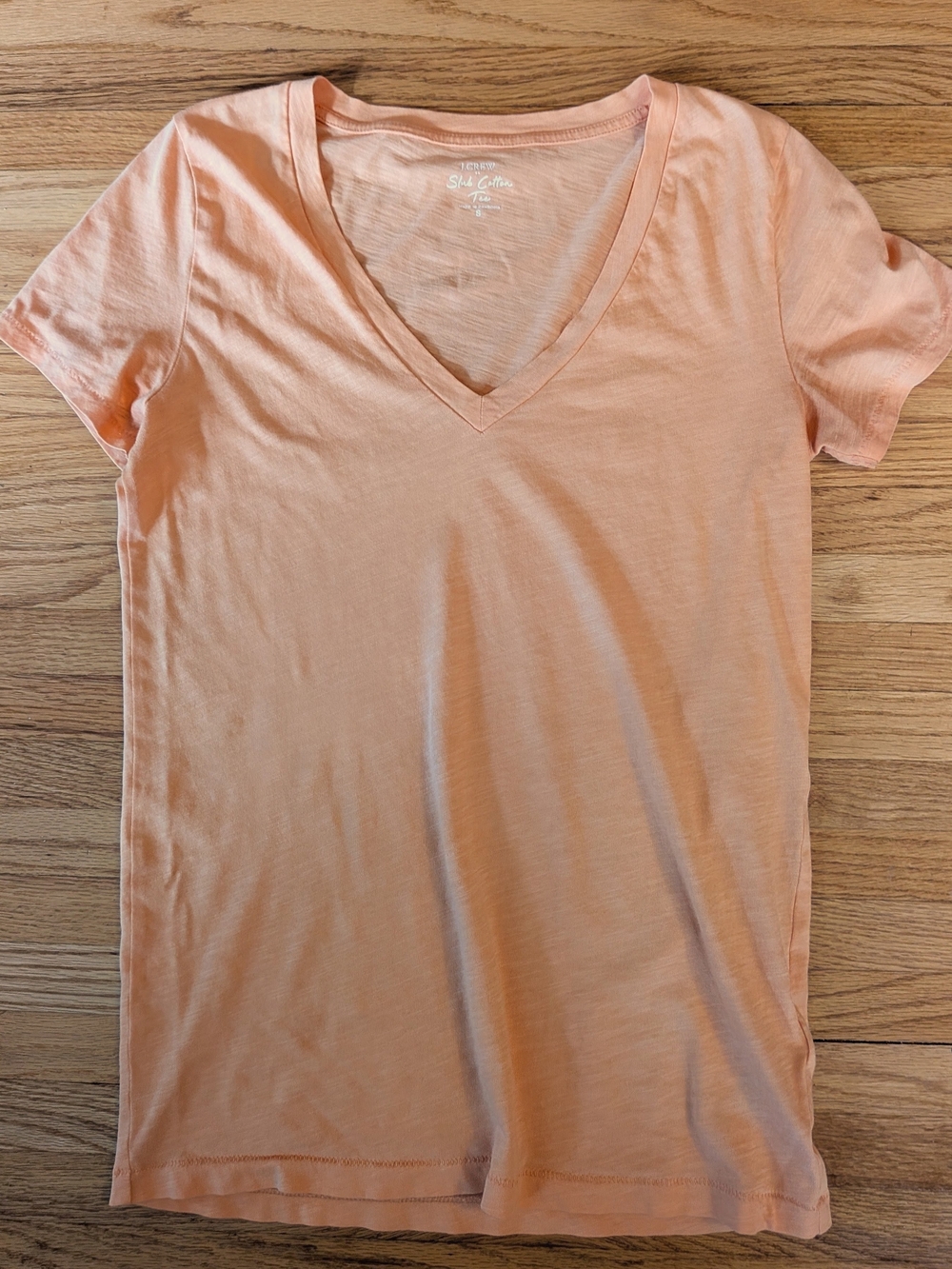 J Crew Factory Peach Slub Cotton V Neck Tee